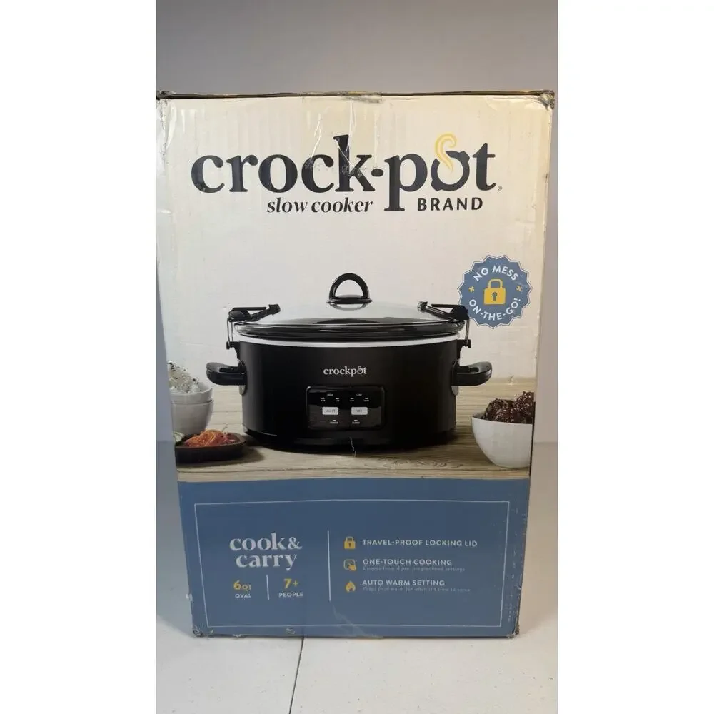 Crock-Pot Programmable 6 Quart Slow Cooker - Black -New In Box -Sealed